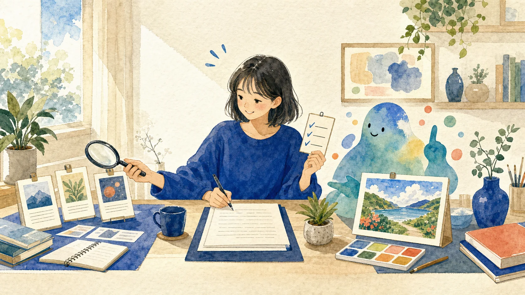 初心者がAIと一緒に調査・文章作成・画像生成の3つの課題を完成させる様子